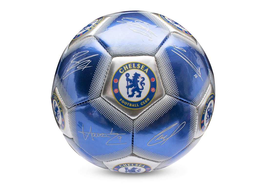 Official Chelsea Football Club Metallic Silver Signature Football Size 5 